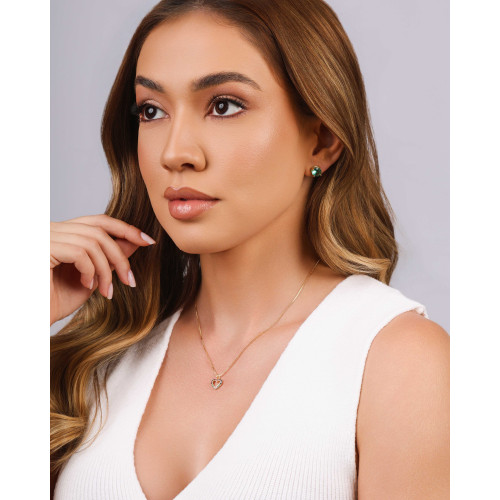 Gargantilha Veneziana Coração Cravejado Colorido Banhado a Ouro 18K - 40 cm