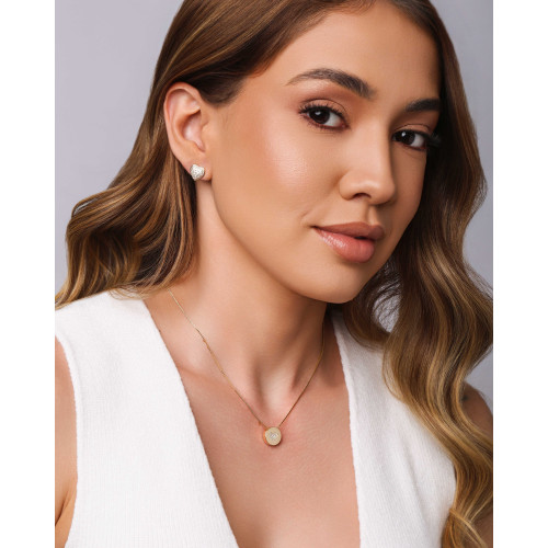 Gargantilha Veneziana Coração Cravejado Cristal Banhado a Ouro 18K - 40 cm