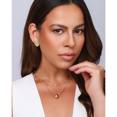 Brinco Oval Ondulado Liso Banhado a Ouro 18K