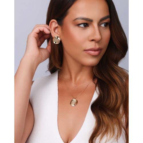 Brinco Orgânico Abaulado Liso Banhado a Ouro 18K