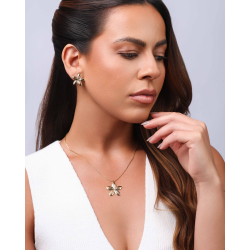 Gargantilha Veneziana Flor 2.0 cm Banhado a Ouro 18K - 45 cm