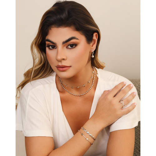 Anel X Bola Lisa Cravejado Cristal Tamanho 25 Ródio Branco