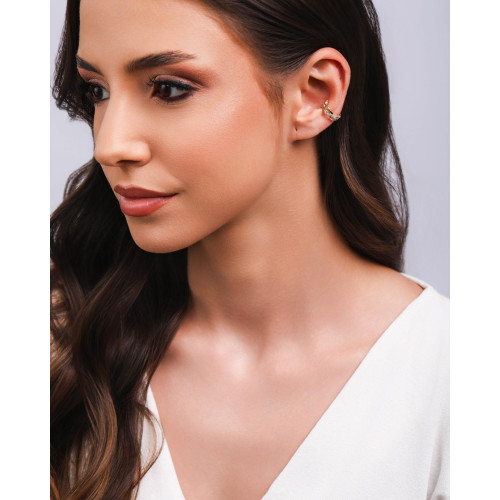 Piercing Entrelaçado Baguetes Cristal Banhado a Ouro 18K