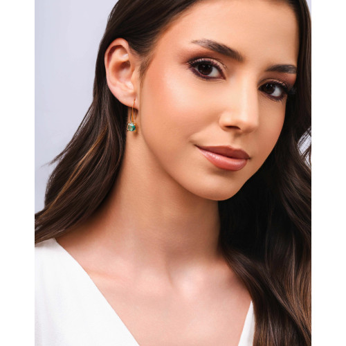 Brinco Gancho Quadrado Turmalina Banhado a Ouro 18K