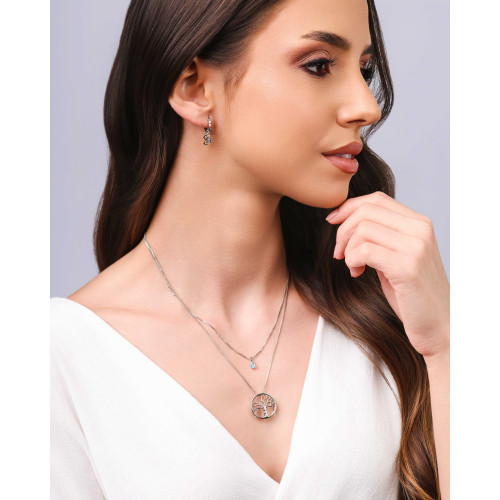 Brinco Argola Click Infinito Cravejado Colorido Ródio Branco