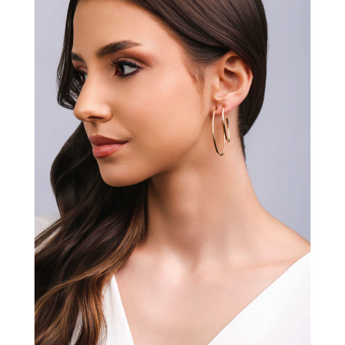 Brinco Argola Oval Fio 4.2 cm Banhado a Ouro 18K