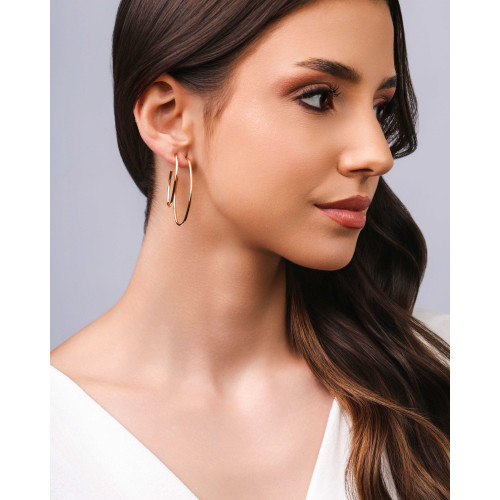 Brinco Argola Oval Fio 3.3 cm Banhado a Ouro 18K