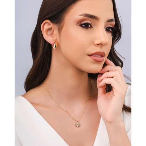 Brinco Argola Abaulada Lisa 1.7 cm Banhado a Ouro 18K