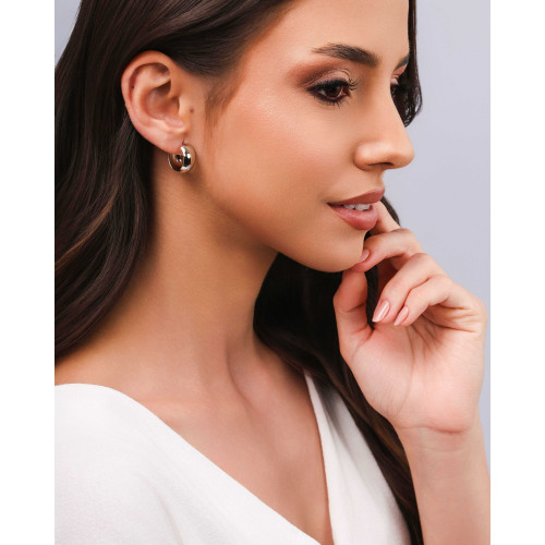 Brinco Argola Abaulada Lisa 1.7 cm Ródio Branco