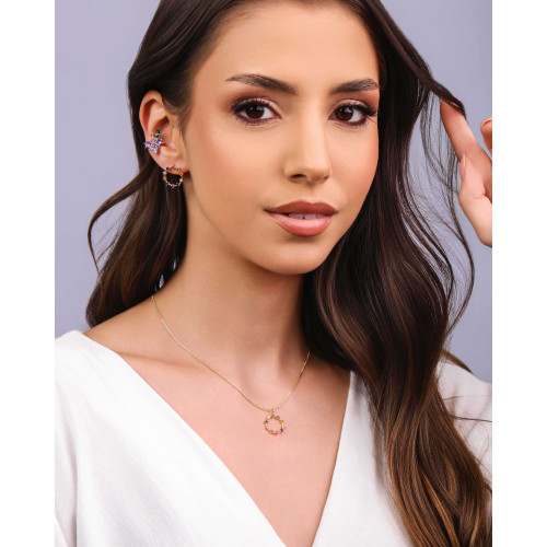 Gargantilha Veneziana Círculo Pontos de Luz Coloridos Banhado a Ouro 18K - 40 cm