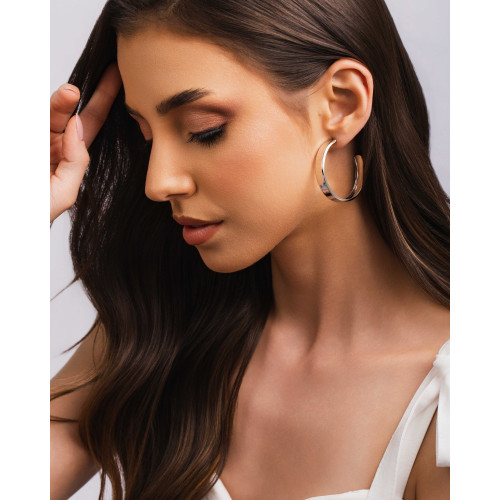 Brinco Argola Reta Lisa 4.2 cm Ródio Branco