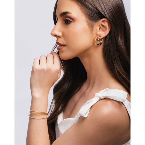 Brinco Argola Reta Lisa 2.2 cm Banhado a Ouro 18K