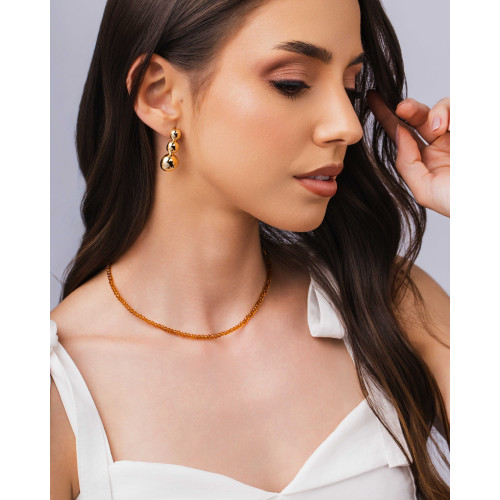 Brinco Bolas Lisas 3.0 cm Banhado a Ouro 18K