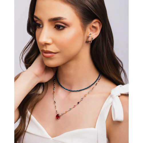 Gargantilha Gotas Coloridas Ródio Branco - 45 cm