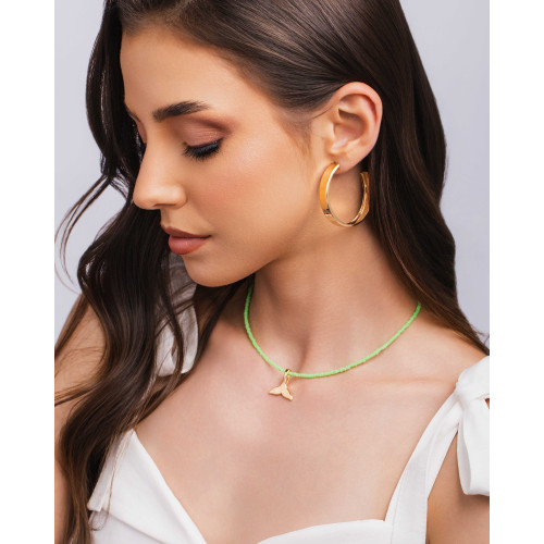 Choker Miçanga Verde Baleia Banhado a Ouro 18K - 32 + 8 cm