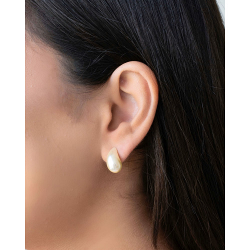 Brinco Gota Pérola 1.8 cm Ródio Branco