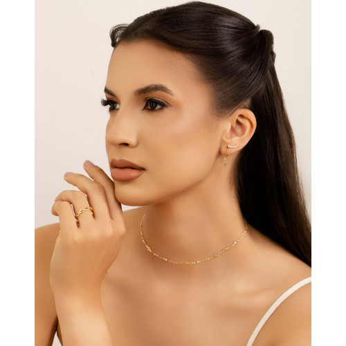 Anel Entrelaçado Cravejado Cristal Tamanho 25 Banhado a Ouro 18K