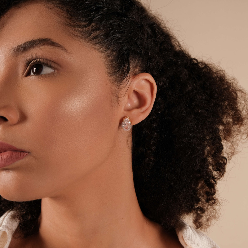 Conjunto Gotas Cristal Banhado a Ouro 18K