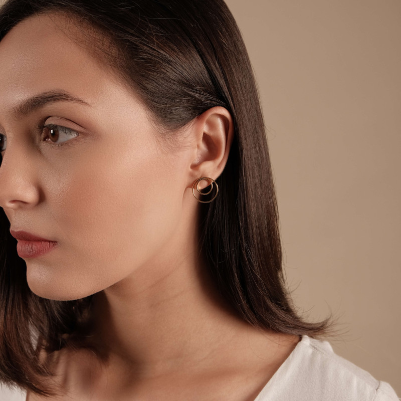 Brinco Argola Dupla Lisa Banhado a Ouro 18K