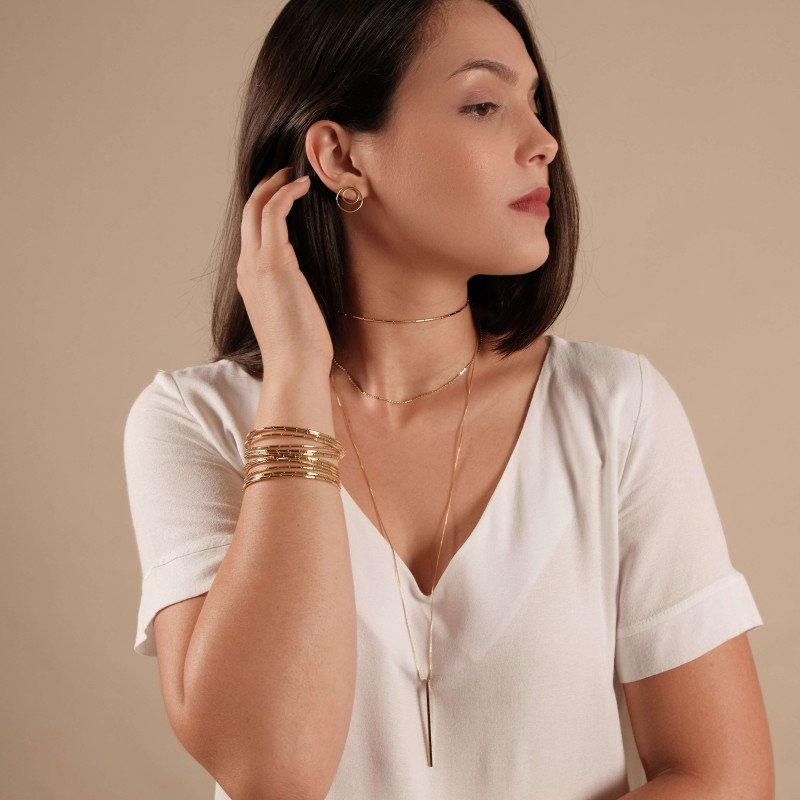 Brinco Argola Dupla Lisa Banhado a Ouro 18K