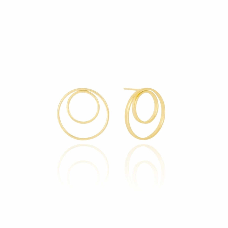 Brinco Argola Dupla Lisa Banhado a Ouro 18K