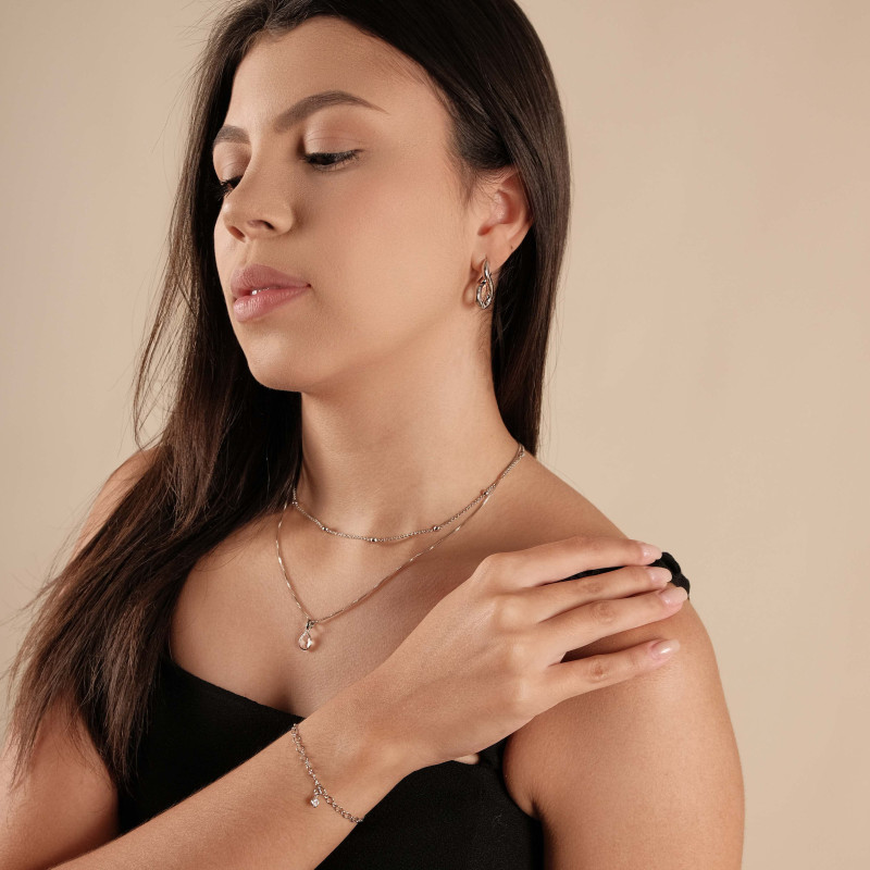 Brinco Argola Infinito Liso Ródio Branco