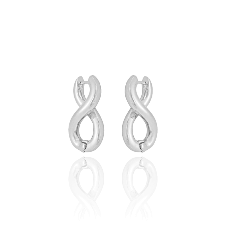 Brinco Argola Infinito Liso Ródio Branco