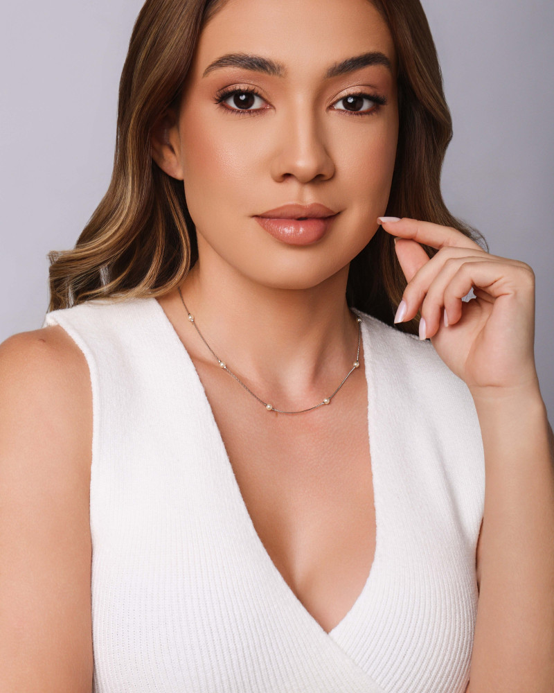 Gargantilha Veneziana com Pérolas 4 MM Ródio Branco