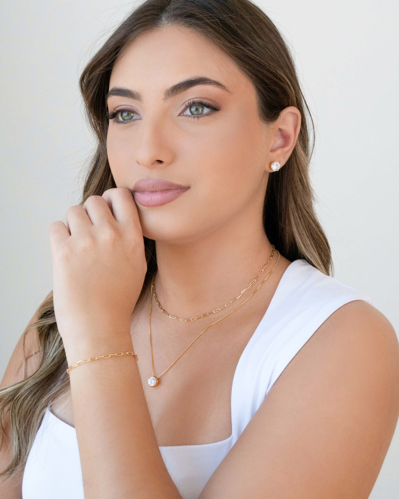 Conjunto Ponto de Luz Cristal Banhado a Ouro 18K