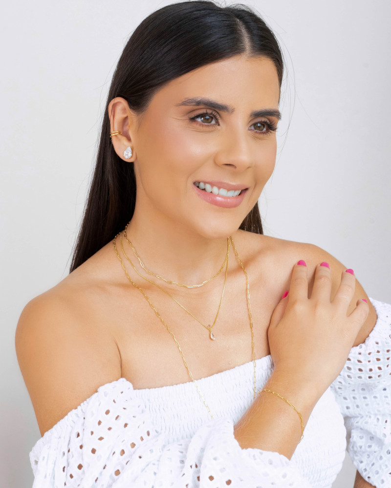 Brinco Gota 8x12  Cristal Banhado a Ouro 18K