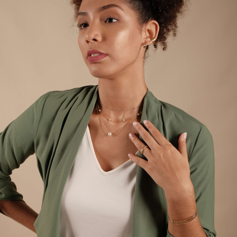 Choker Plaquinhas Corações Flat Banhado a Ouro 18K