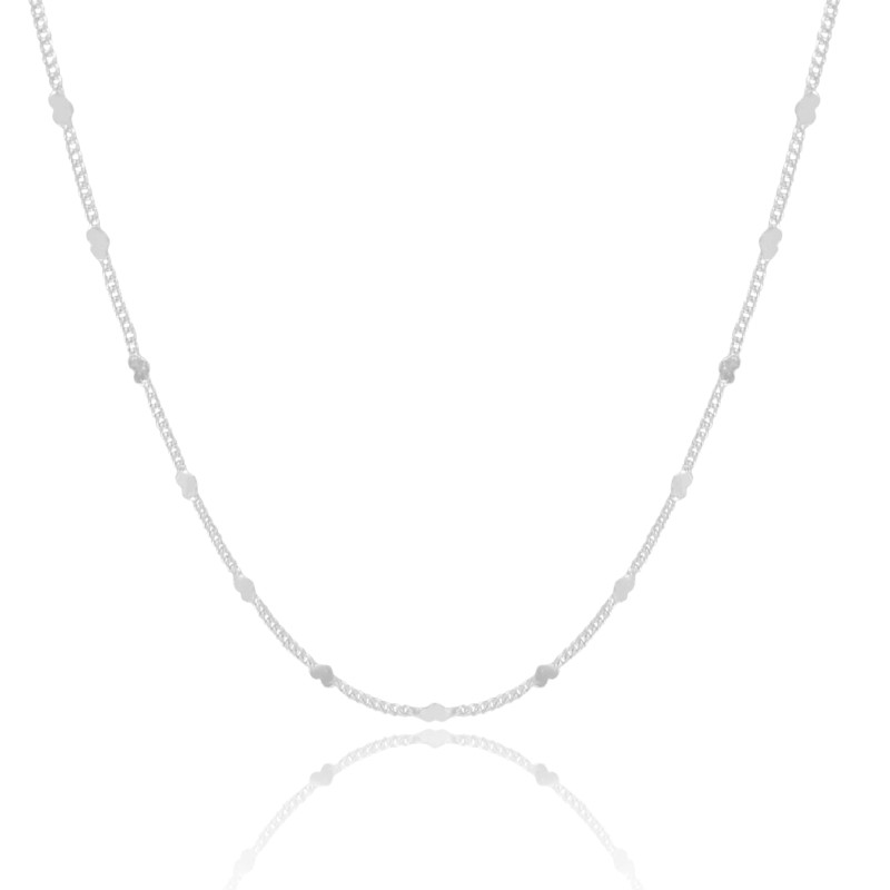 Choker Plaquinhas Corações Flat Ródio Branco