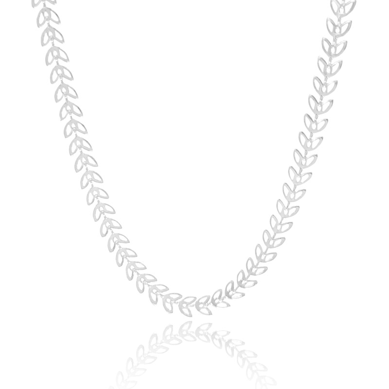 Choker Folhas Vazadas Ródio Branco