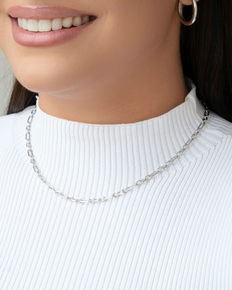Choker Elos 4 mm Ródio Branco