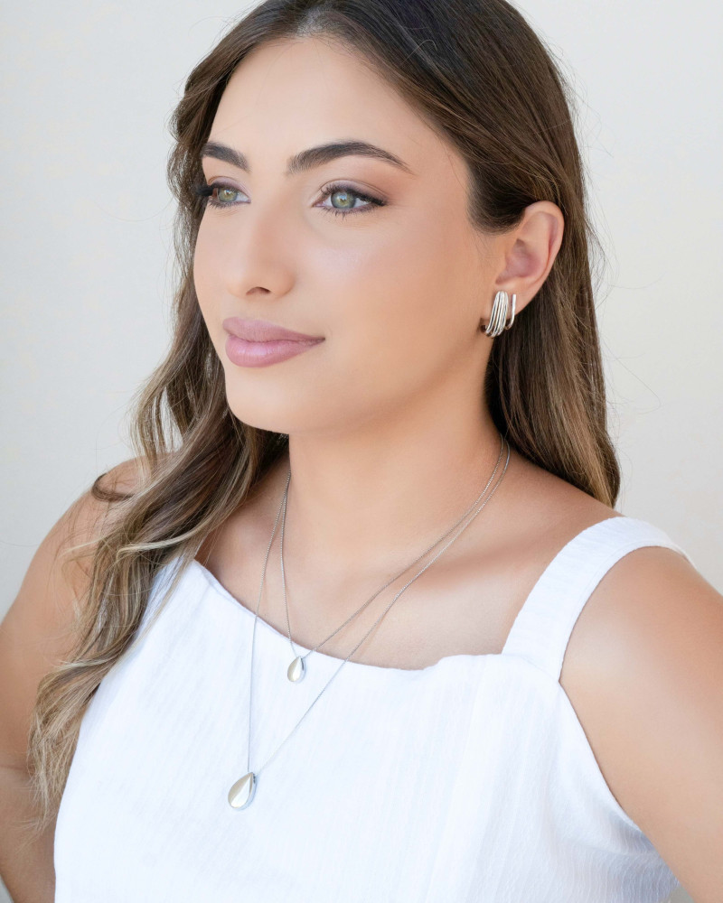 Gargantilha Dupla Gotas Lisas Ródio Branco