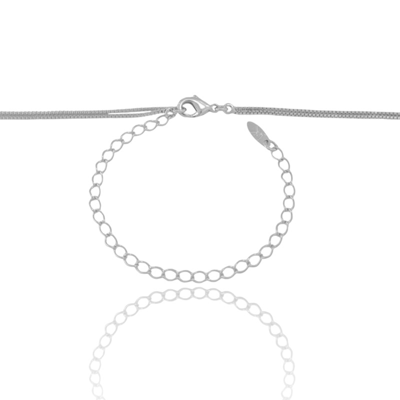 Gargantilha Dupla Gotas Lisas Ródio Branco