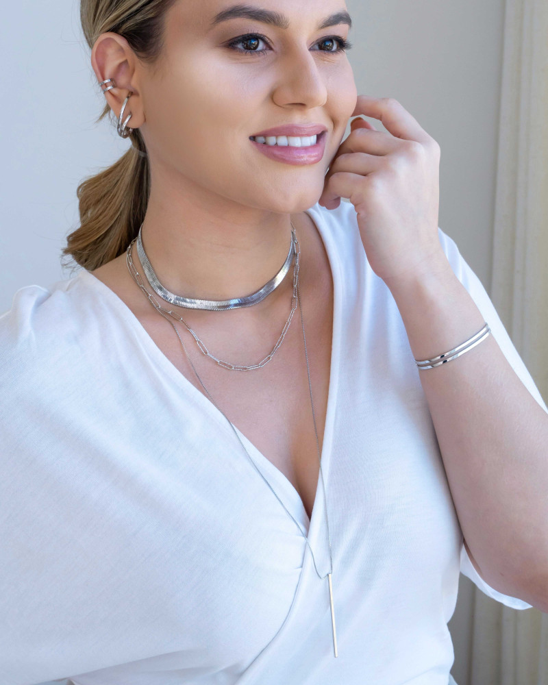 Bracelete Dois Filetes 6 mm Ródio Branco