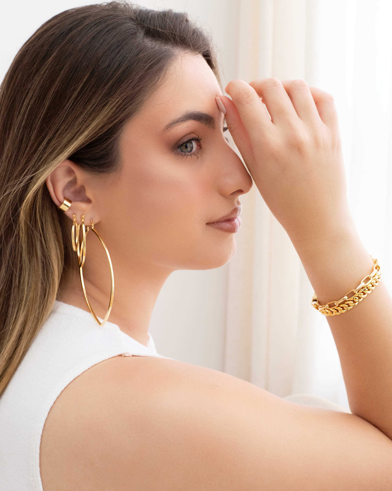 Pulseira Elos Lisos 6mm Banhado a Ouro 18K