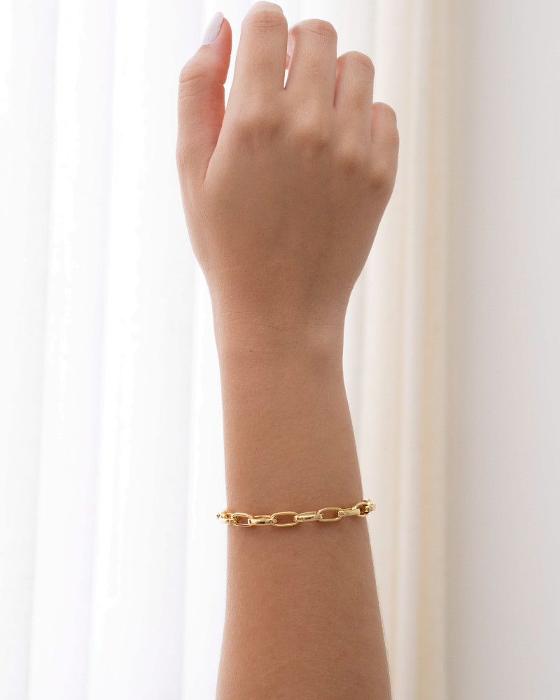 Pulseira Elos Lisos 6mm Banhado a Ouro 18K