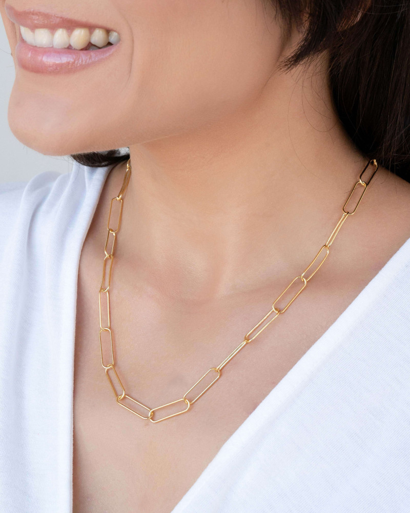 Gargantilha Elos Ovais 6mm Banhado a Ouro 18K