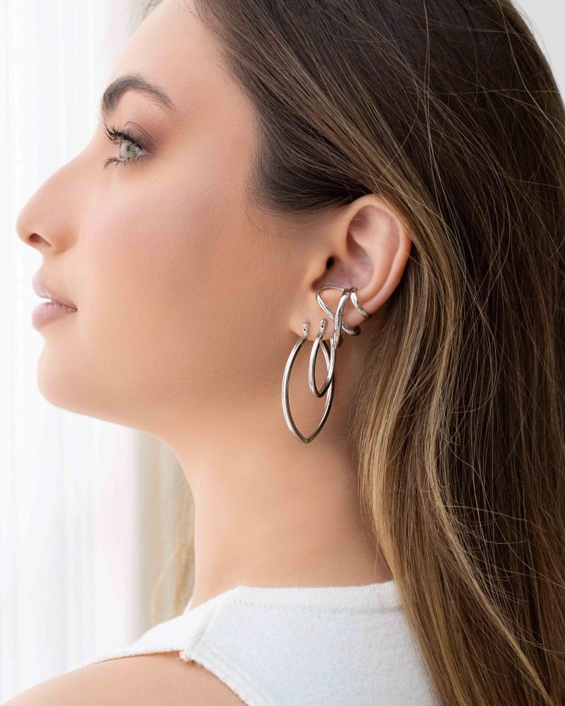 Piercing em X Liso Ródio Branco