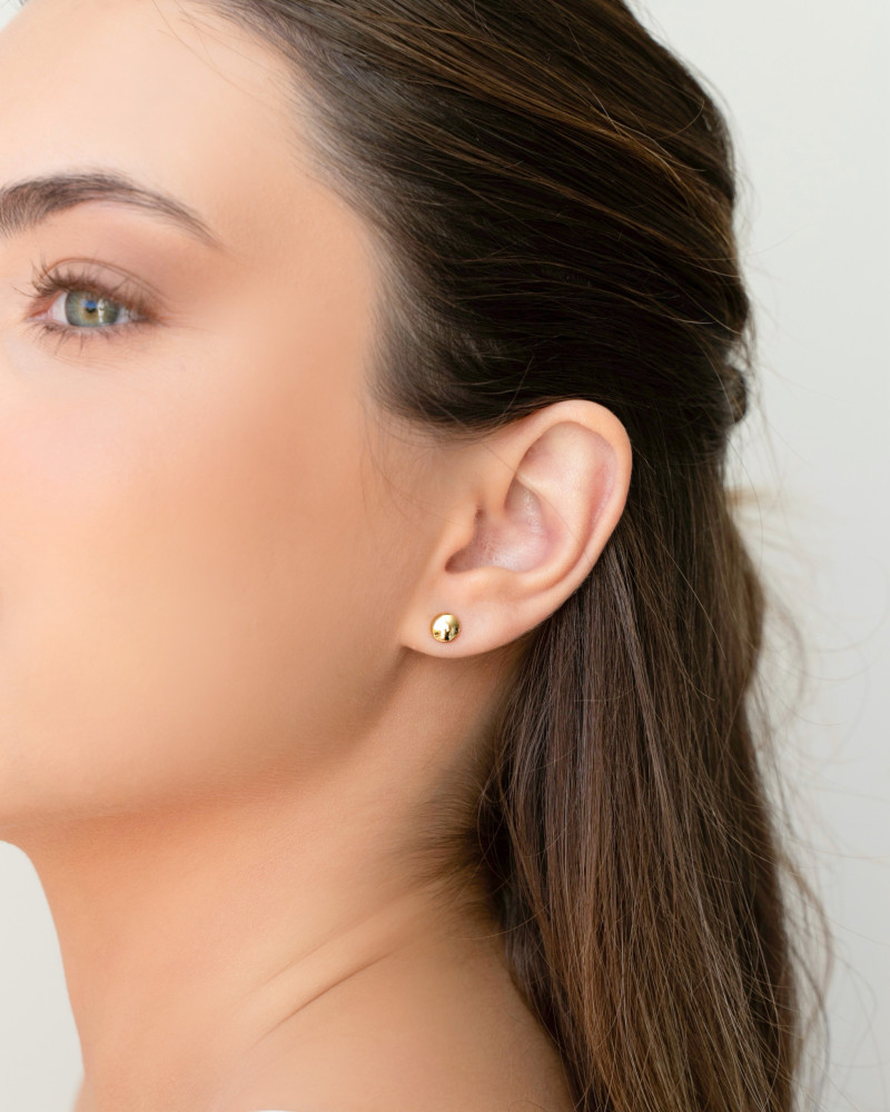 Brinco Redondo Achatado 6mm Banhado a Ouro 18K