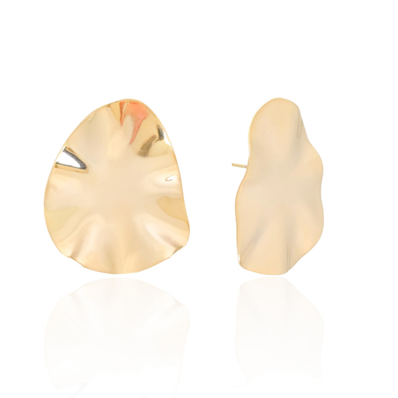 Brinco Orgânico Oval Banhado a Ouro 18K