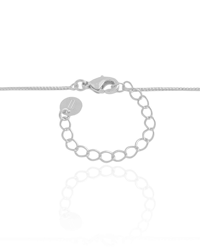 Gargantilha Filho Menina Cravejado Cristal Ródio Branco - 45 cm