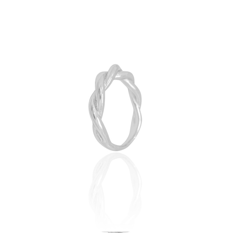 Anel Liso Torcido Tamanho 24 Ródio Branco