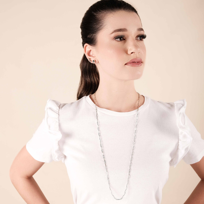 Gargantilha Longa Elos 3 mm Ródio Branco