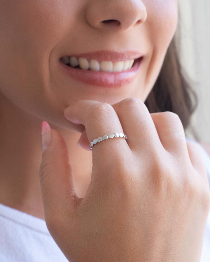 Anel Falange Plaquinhas Redondas Tamanho 12 Ródio Branco