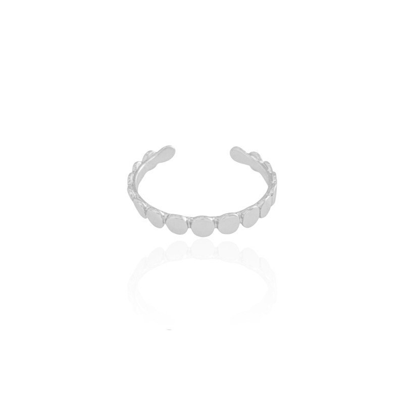 Anel Falange Plaquinhas Redondas Tamanho 12 Ródio Branco