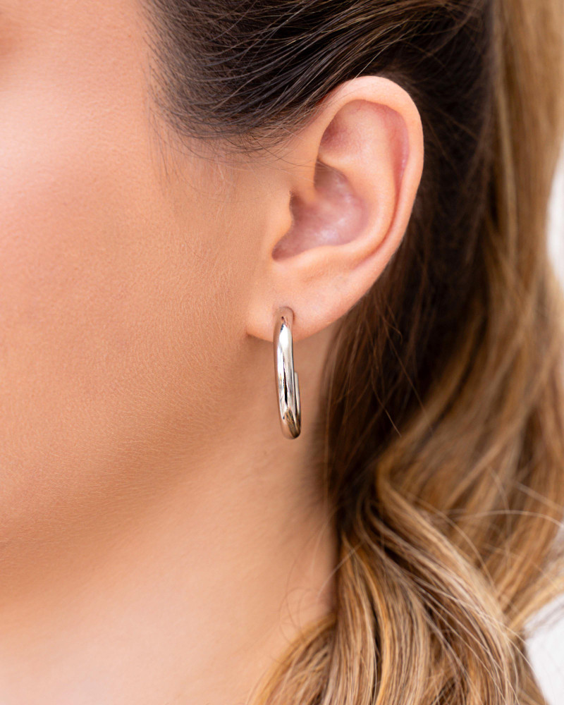 Brinco Argola Tubo Liso 2.8 cm Ródio Branco