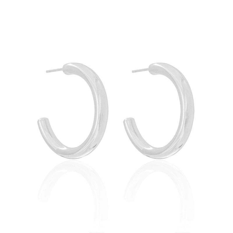 Brinco Argola Tubo Liso 2.8 cm Ródio Branco